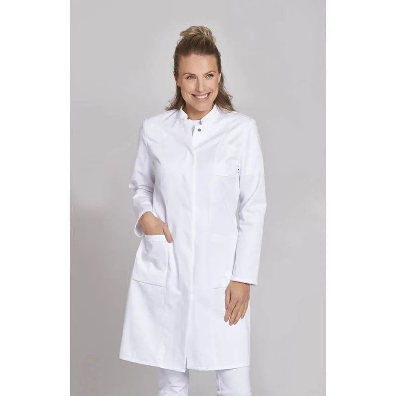 Leiber Mantel für Damen, Langarm, Seiten-/Piepertaschen, Weiß, Größen 34-52