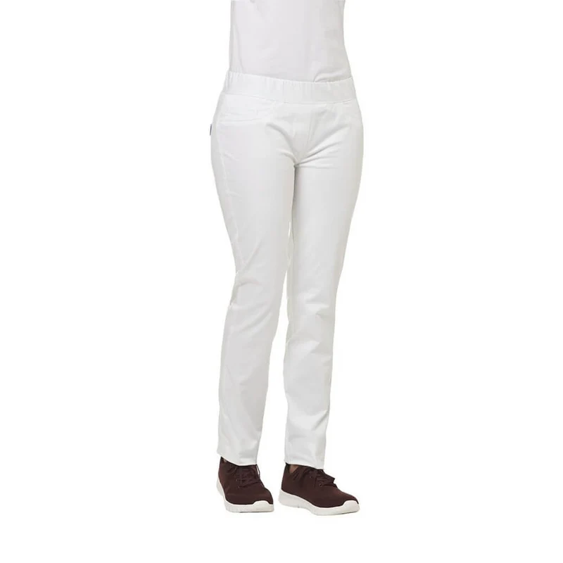 Leiber Damenhose mit Rundumgummizug, 2 Gesäßtaschen, Weiß, Gr. 34-50