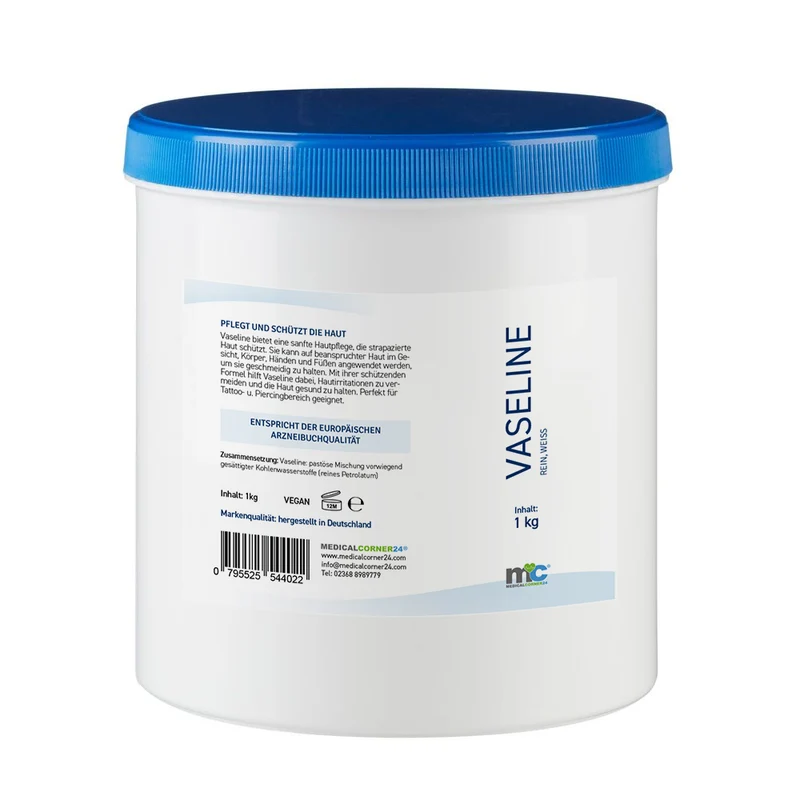 Vaseline, rein, weiß, für Tattoo- u. Piercingbereich, Hautpflege, 1 kg