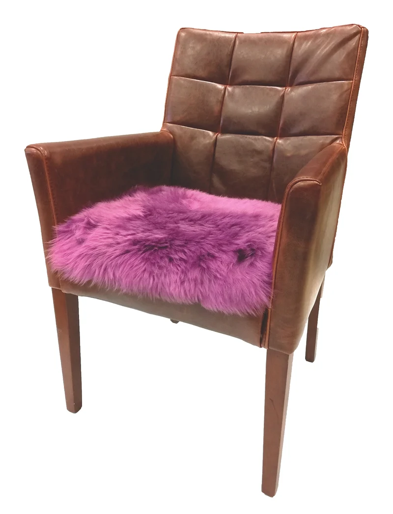 Lammfell-Kissen - Autositz-Kissen - Stuhlkissen - 40 cm - lila
