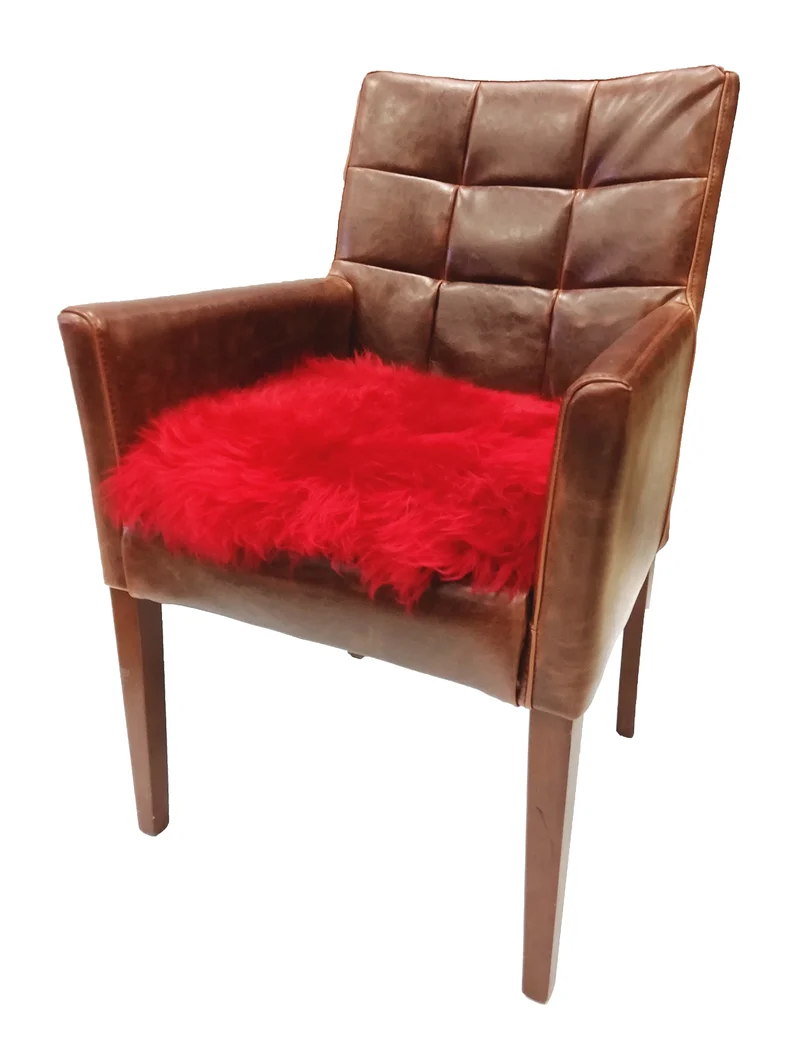 Lammfell-Kissen - Autositz-Kissen - Stuhlkissen - 40 cm - rot