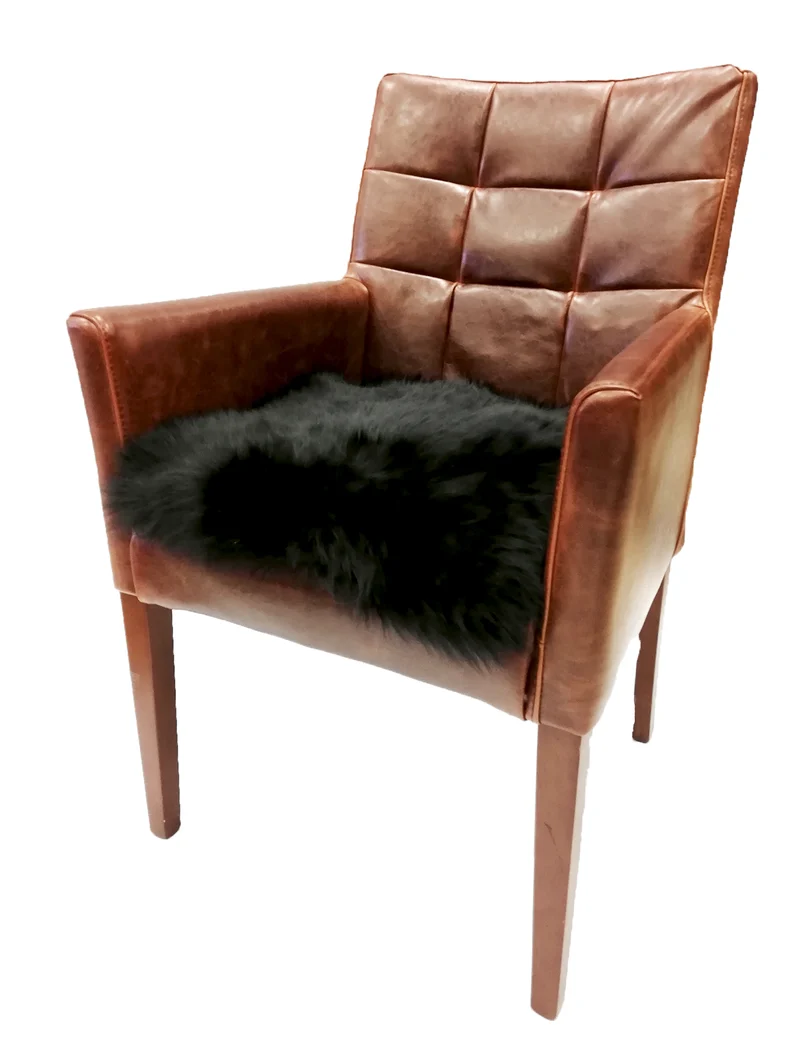 Lammfell-Kissen - Autositz-Kissen - Stuhlkissen - 40 cm - schwarz