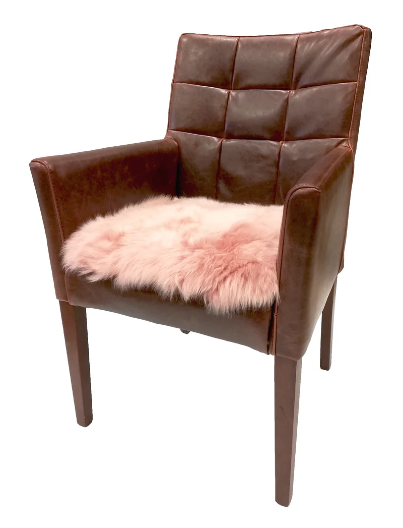 Lammfell-Kissen - Autositz-Kissen - Stuhlkissen - 40 cm - rosa