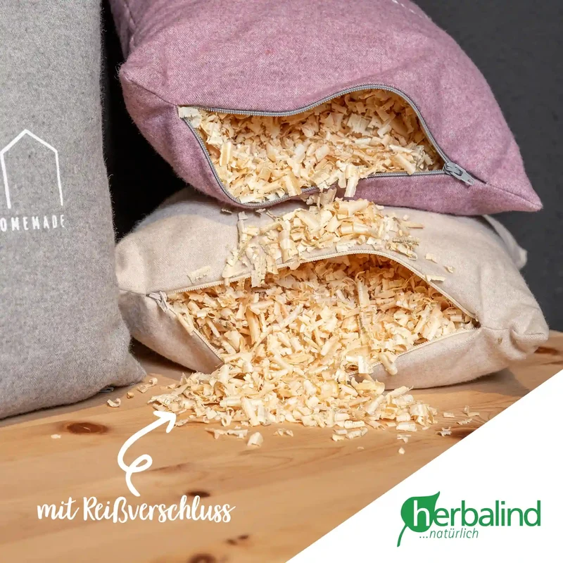 Zirbenkissen 30x30cm, "happiness is homemade", Flanell Brombeer