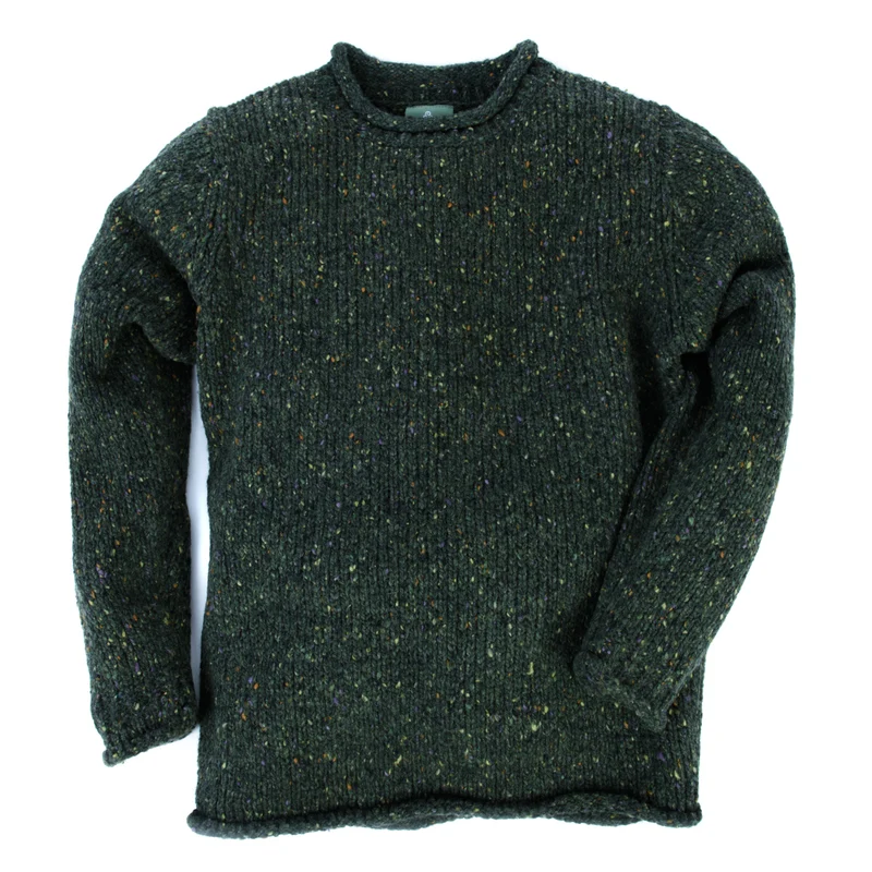 Grobstrickpullover mit Rollrand, grün