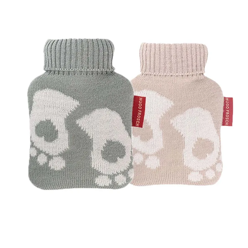 Hugo Frosch Mini Wärmflasche 0,2 L, Strickbezug, Füße, versch. Farben