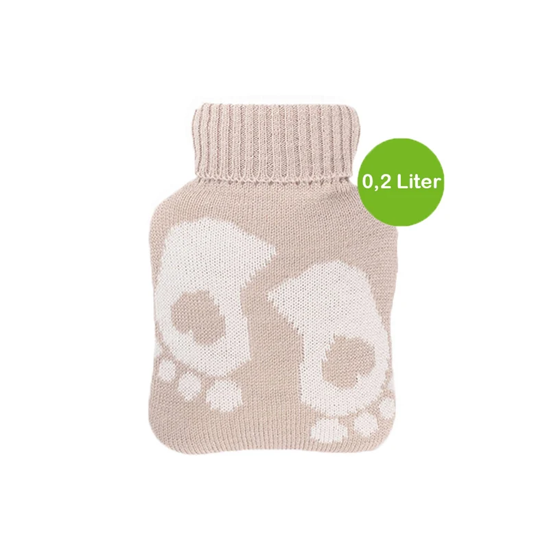 Hugo Frosch Mini Wärmflasche 0,2 L, Strickbezug, Füße, versch. Farben