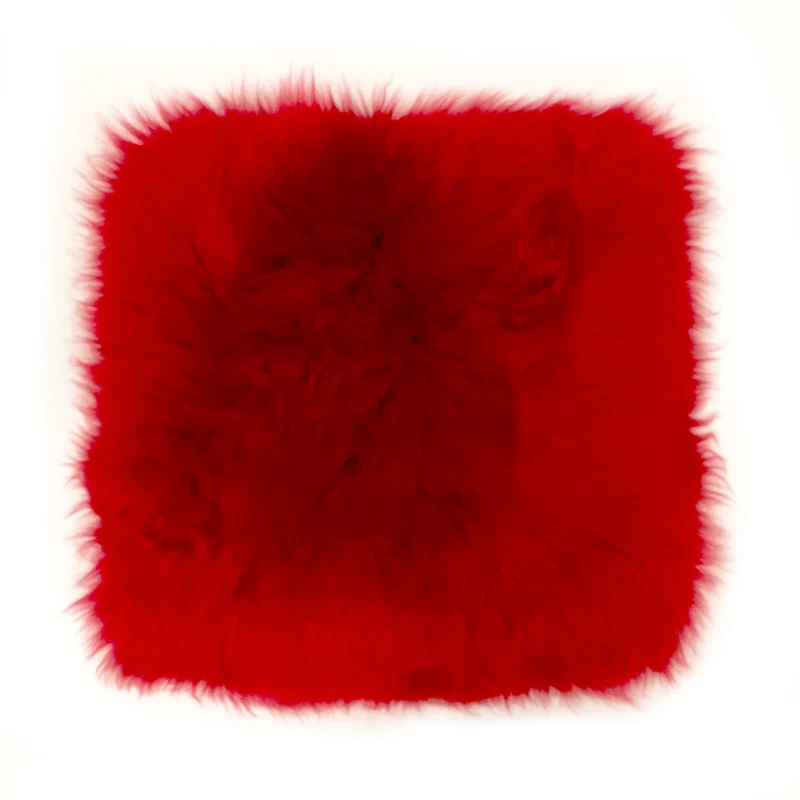 Lammfell-Kissen - Sitzkissen - quadratisch - 40 cm - rot