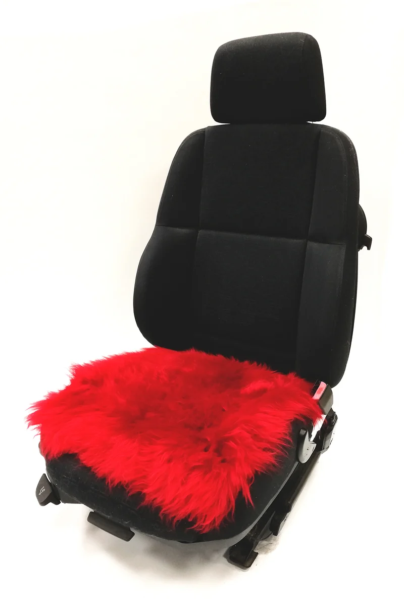 Lammfell-Kissen - Sitzkissen - quadratisch - 40 cm - rot