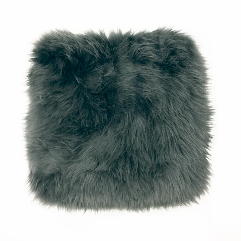 Lammfell-Kissen - Sitzkissen - quadratisch - 40 cm - anthrazit