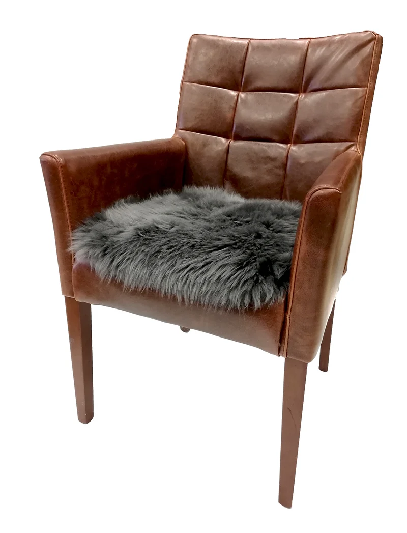 Lammfell-Kissen - Sitzkissen - quadratisch - 40 cm - anthrazit