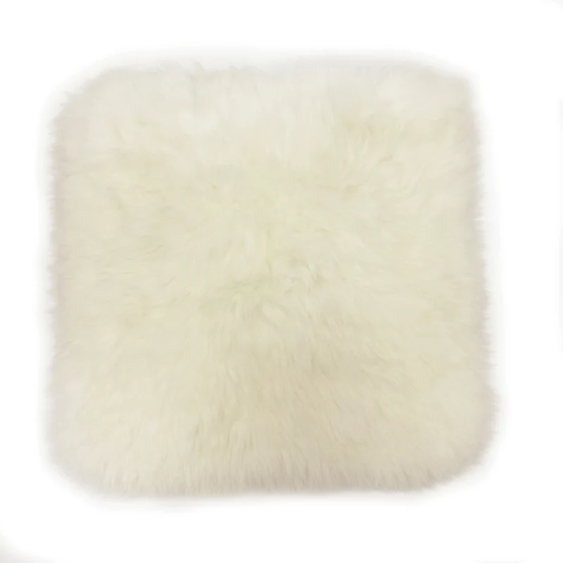 Lammfell-Kissen - Sitzkissen - quadratisch - 40 cm - weiß