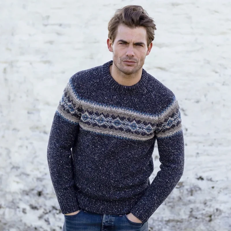 Donegal Tweed Rundhals-Pullover