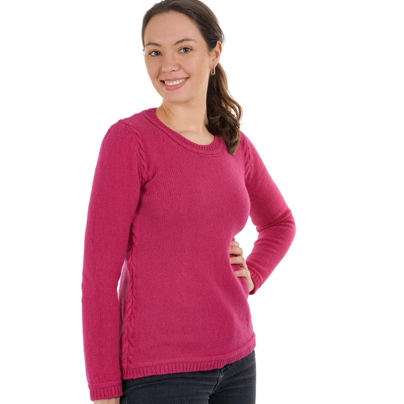 Damen Rundhalspullover in wild rose