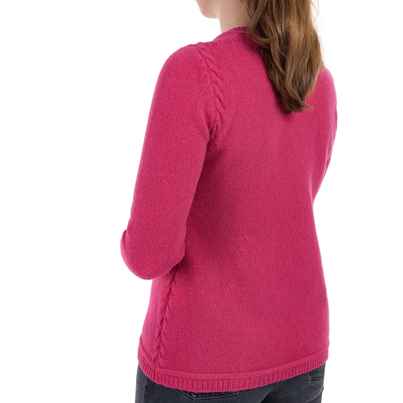 Damen Rundhalspullover in wild rose