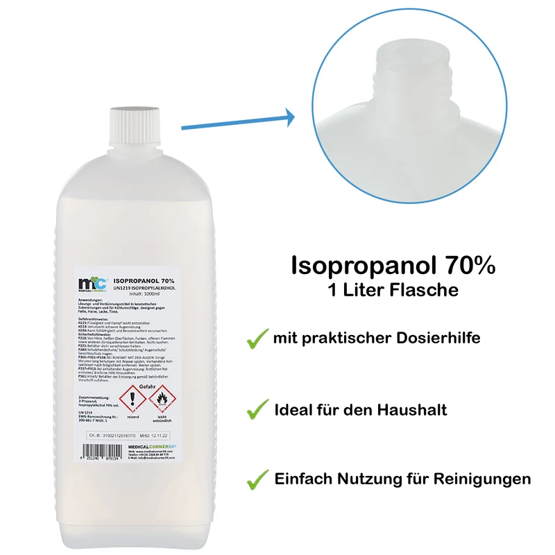 Isopropanol 70 %, Isopropylalkohol Reinigung, 12x1 Liter