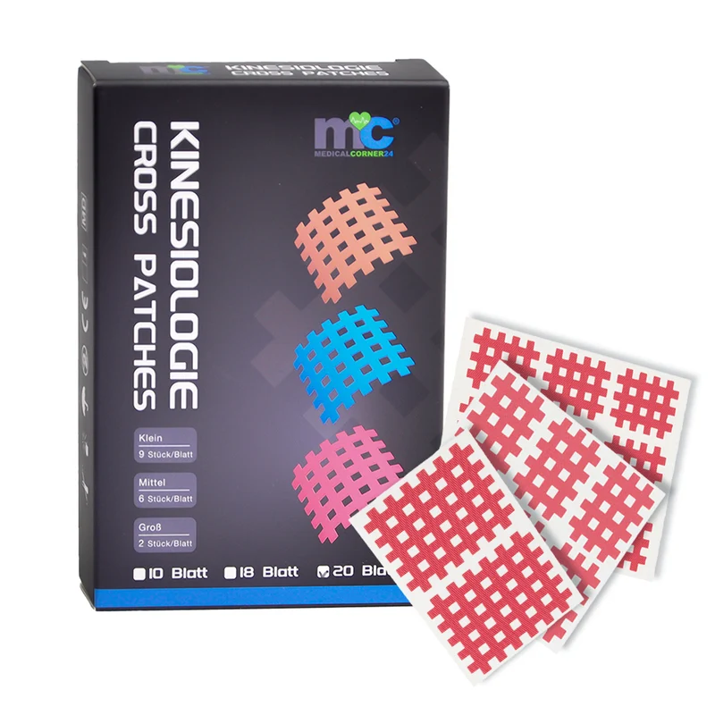 Medicalcorner24 Gittertapes – Cross Patches 18 Bögen in 3 Größen, pink