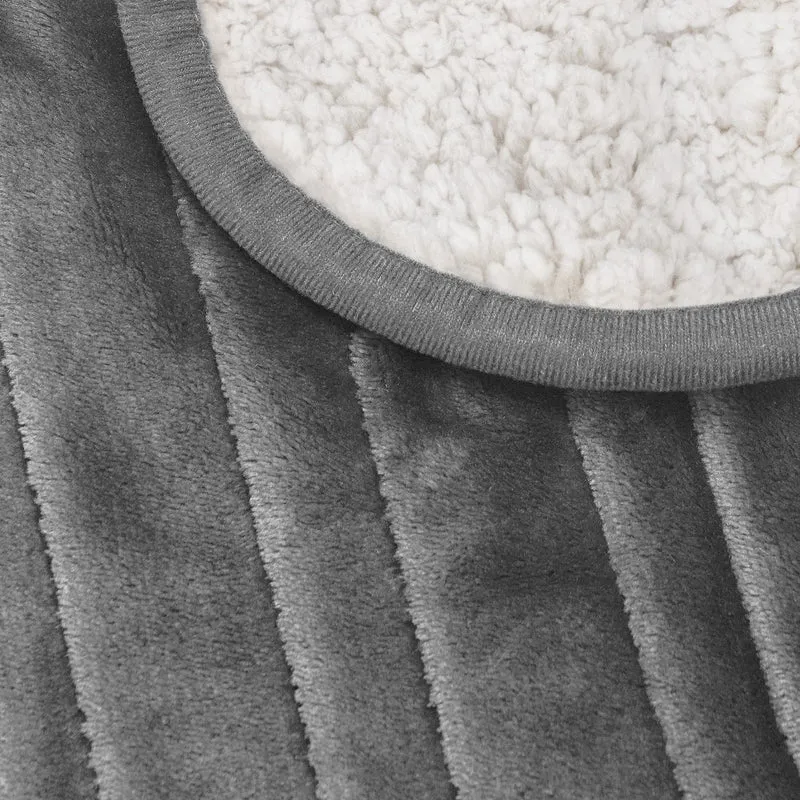 Fleece & Sherpa Electric Heated Throw - grey