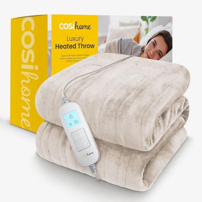 Fleece Electric Heated Throw - cream