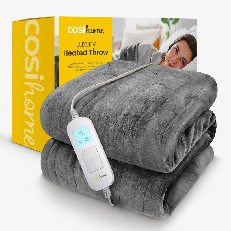 Fleece Electric Heated Throw - grey