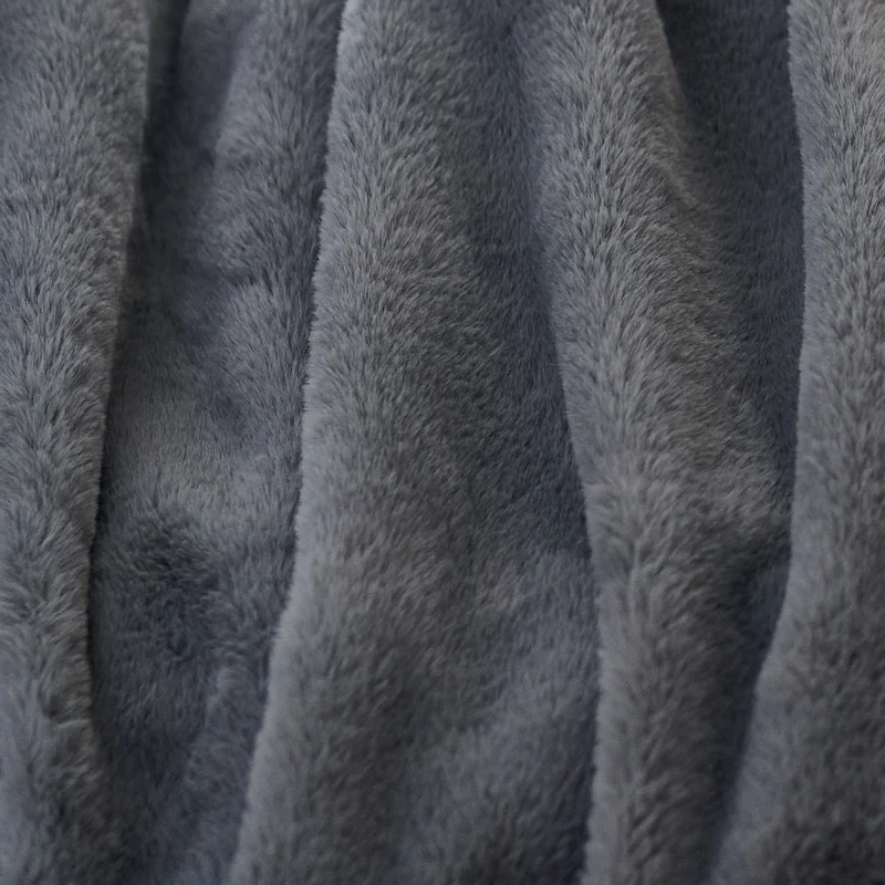 Luxury Faux Fur Electric Heated Throw - Grey