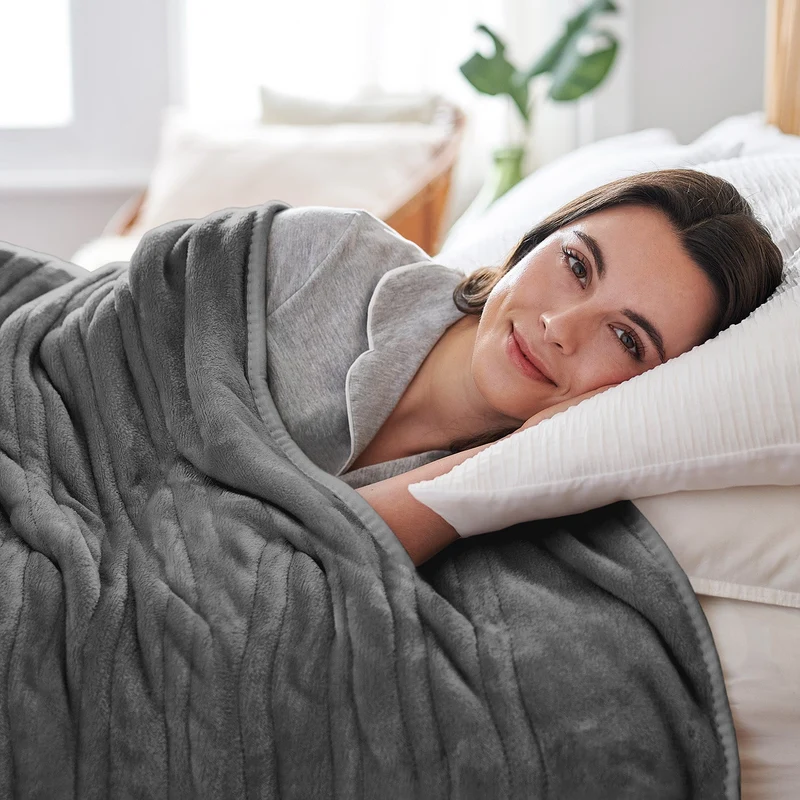 Fleece Electric Heated Throw - Grey