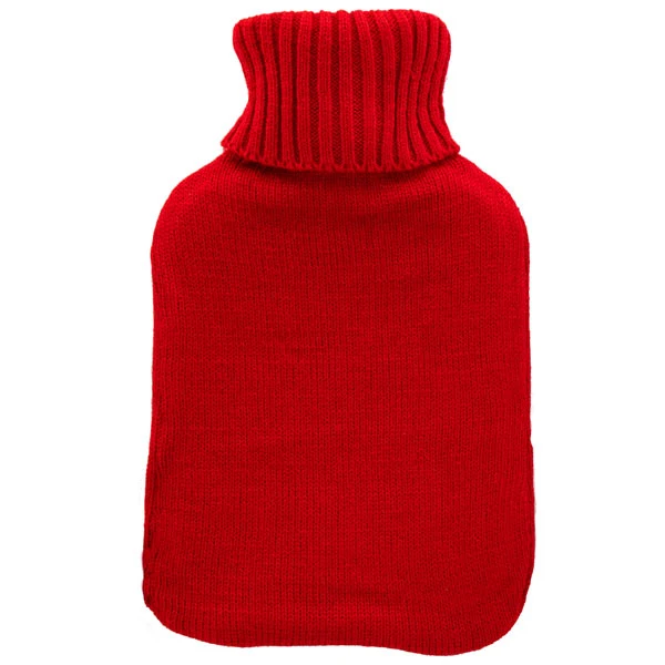 Wärmflasche mit Bezug und Zopfmuster rot 33 x 20 cm