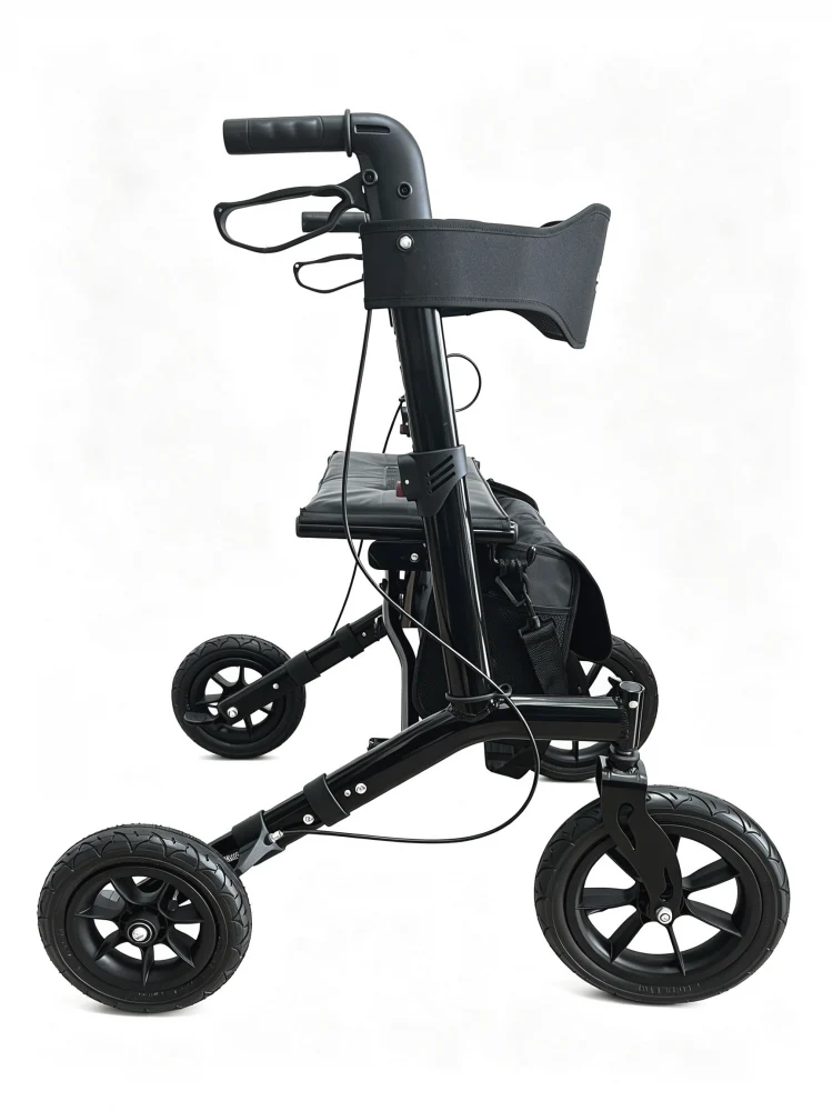 Faltbarer Rollator | Luftreifen | Gepolsterter Sitz und Rückenlehne | Bremsen | Taschen- und Stockhalterung | Odin | Mobiclinic