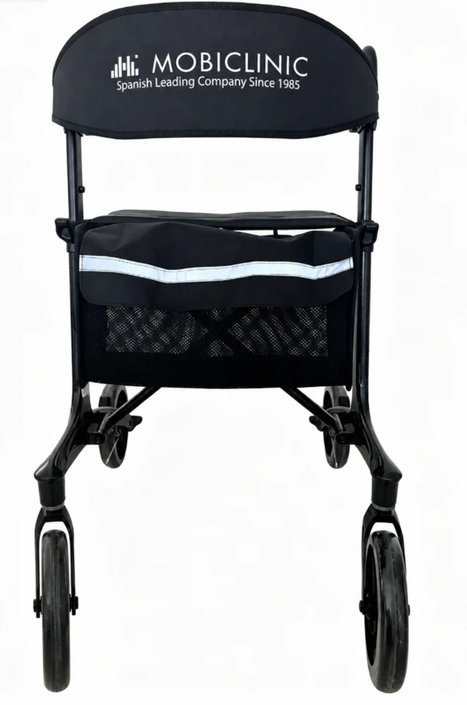 Faltbarer Rollator | Mit Sitz und Rückenlehne | Carbonfaser | Höhenverstellbar | Bremsen | Breeze | Mobiclinic