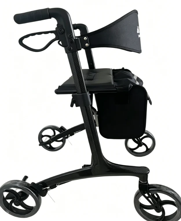 Faltbarer Rollator | Mit Sitz und Rückenlehne | Carbonfaser | Höhenverstellbar | Bremsen | Breeze | Mobiclinic