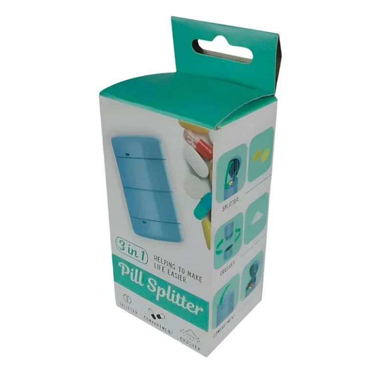 Tablettenbox | Tablettenmörser und Tablettenteiler | 3 in 1 | Blau | Mobiclinic