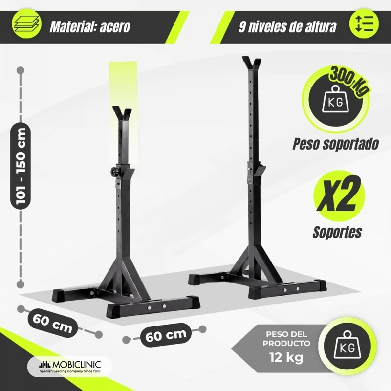 Gewichtsständer | Bis zu 300 kg | Höhenverstellbar | Sicherheitsstützen | Rutschfester Boden | Ironrack | Mobiclinic