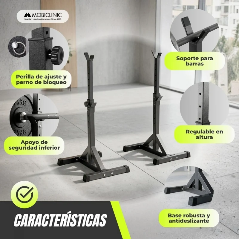 Gewichtsständer | Bis zu 300 kg | Höhenverstellbar | Sicherheitsstützen | Rutschfester Boden | Ironrack | Mobiclinic