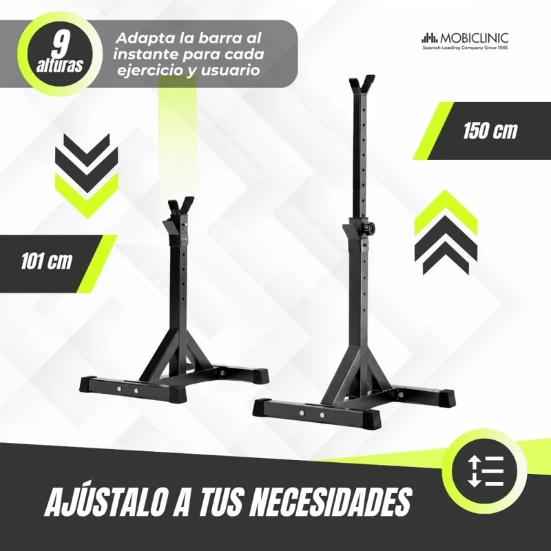 Gewichtsständer | Bis zu 300 kg | Höhenverstellbar | Sicherheitsstützen | Rutschfester Boden | Ironrack | Mobiclinic