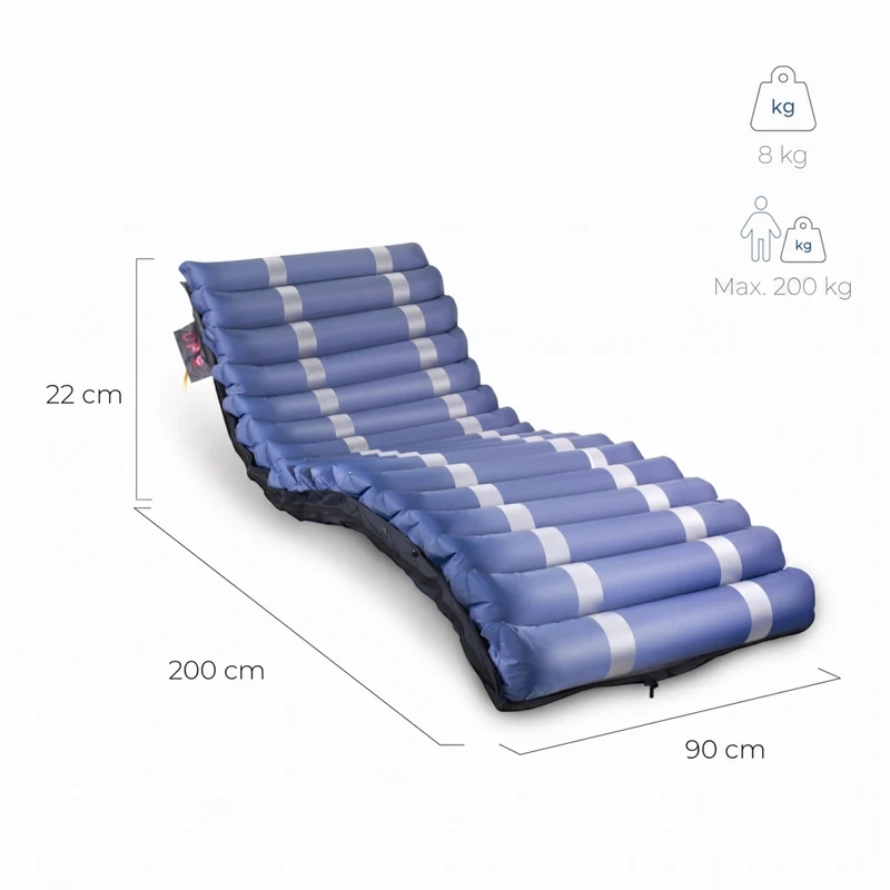 Anti Dekubitus Matratze | Mit Kompressor | TPU Nylon | Verschiedene Breiten | 20 Zellen | Blau | Mobi 4 | Mobiclinic