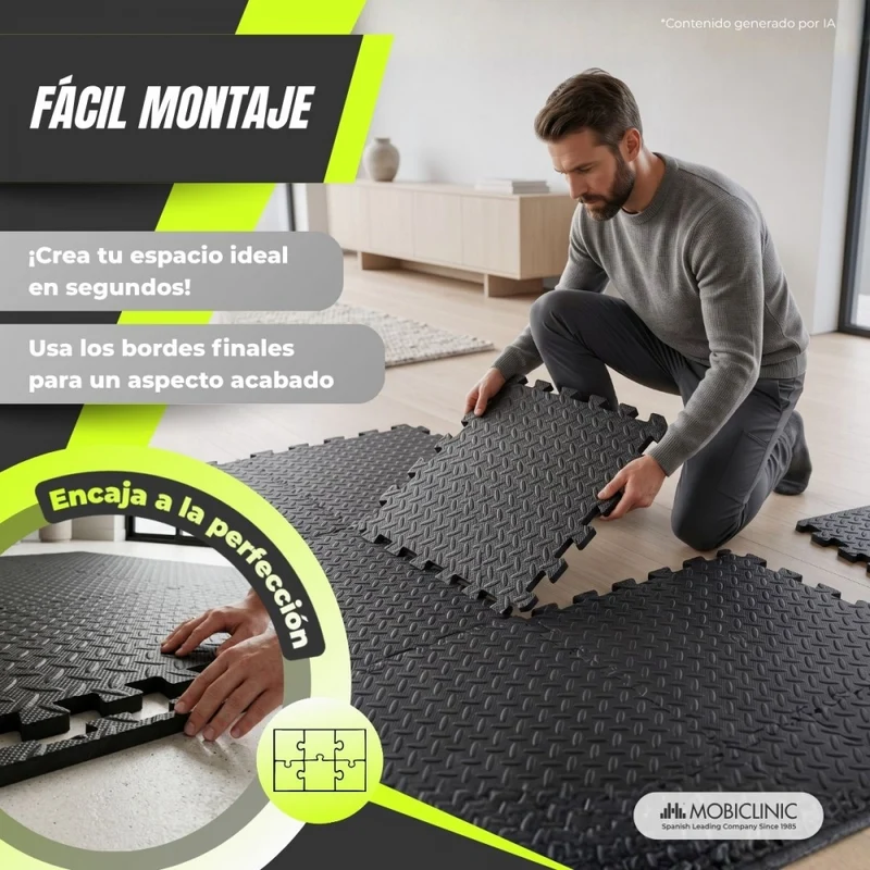 Tatami-Puzzle | 20 Teile + 40 Randelemente | Rutschfest und wasserdicht | PE+EVA | Modular | Geometrisch | Zeny | Mobiclinic