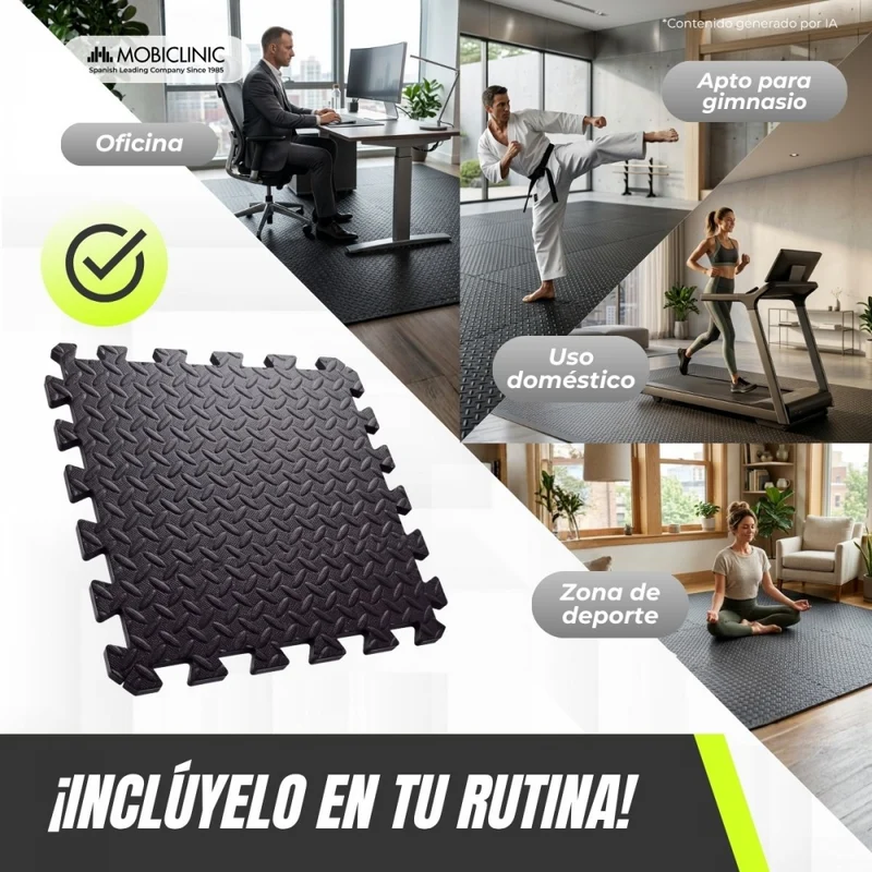 Tatami-Puzzle | 20 Teile + 40 Randelemente | Rutschfest und wasserdicht | PE+EVA | Modular | Geometrisch | Zeny | Mobiclinic