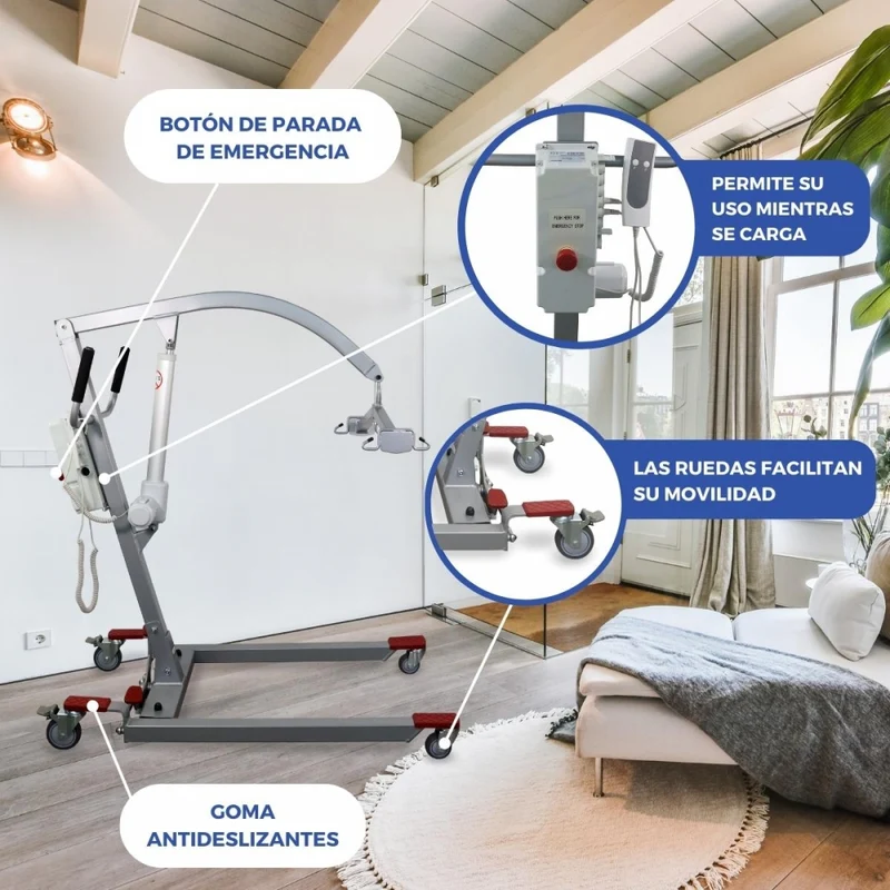 Elektrokran | Inkl. 4-Haken-Gurt | Einsatz beim Laden | Compact | Max. 180 kg | Fortuna Basic | Mobiclinic