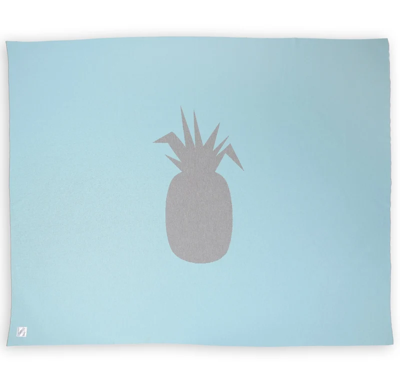Bettüberwurf 200x240cm Ananas, grau/türkis