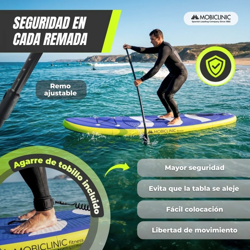 Aufblasbares Paddleboard | 315x78x15cm | Max. 150kg | Verstellbares Paddel | Rucksack und Pumpe | Stitch | Mobiclinic