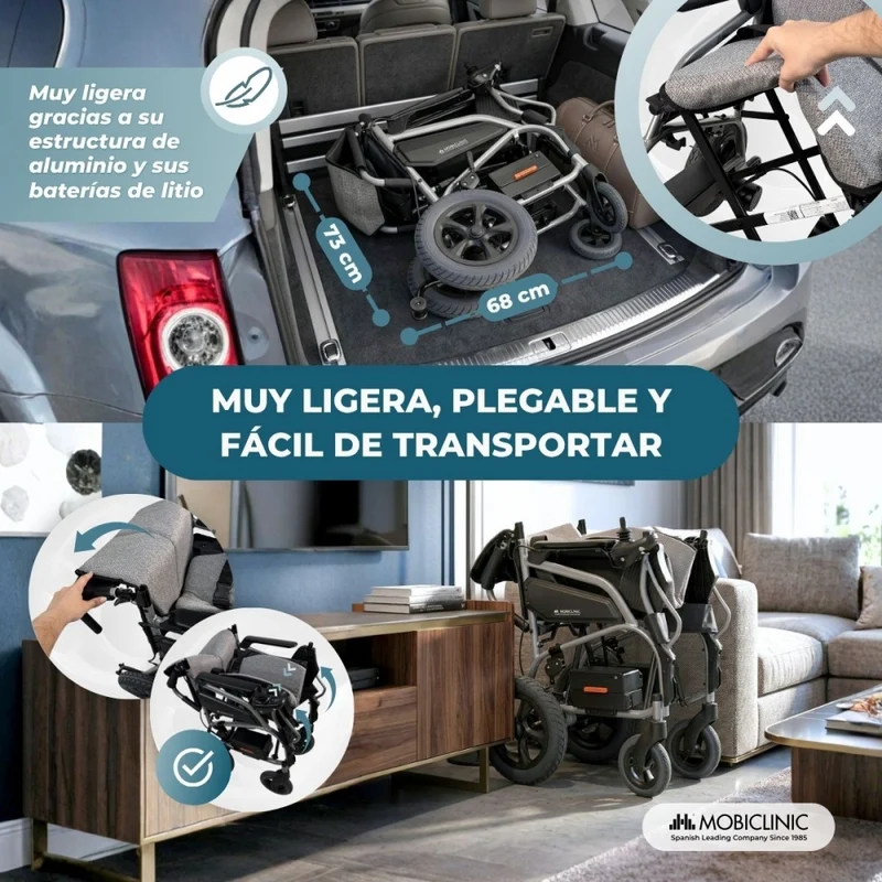 Elektrischer Rollstuhl | Faltbar | 2 Fahrmodi | Intelligente Bremse | 20 km Reichweite | 130 W | Dona | Mobiclinic