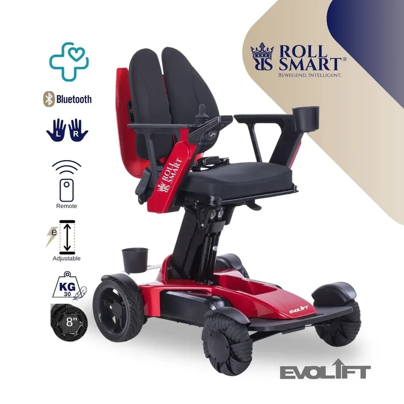Roll smart evolift stufenlos höhenverstellbarer elektro-falt-rollstuhl