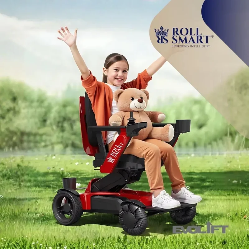 Roll smart evolift stufenlos höhenverstellbarer elektro-falt-rollstuhl