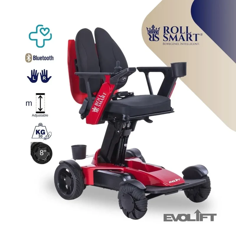 Roll smart evolift stufenlos höhenverstellbarer elektro-falt-rollstuhl