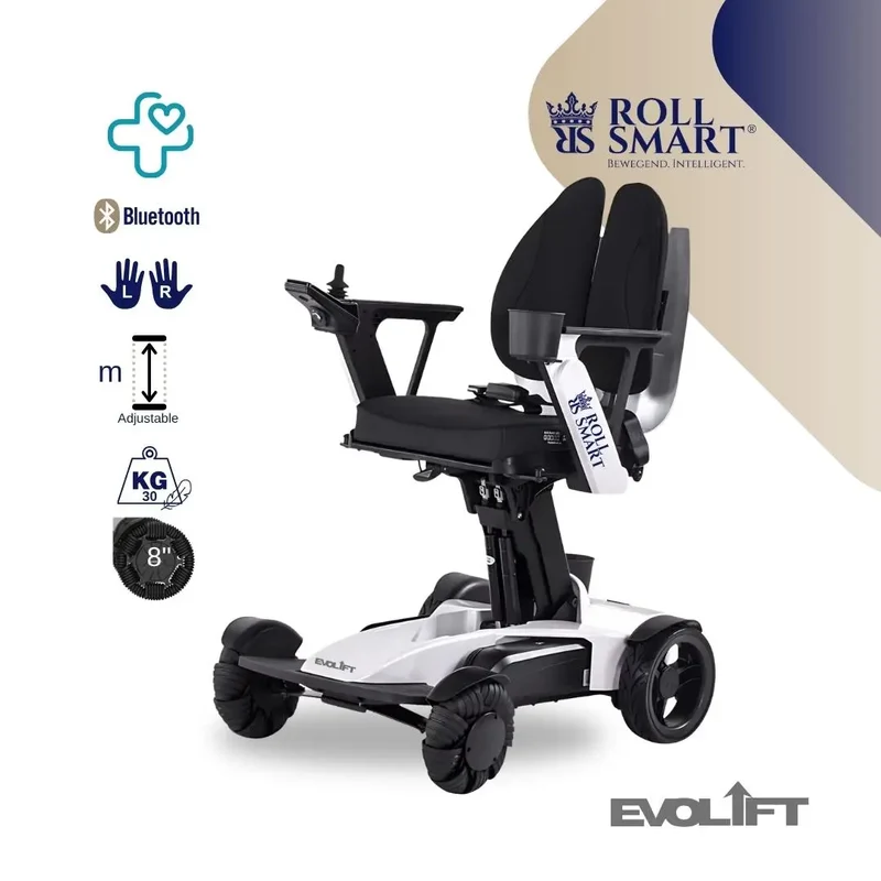 Roll smart evolift stufenlos höhenverstellbarer elektro-falt-rollstuhl