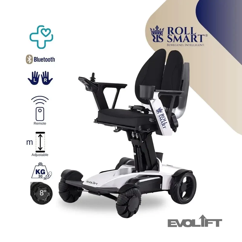 Roll smart evolift stufenlos höhenverstellbarer elektro-falt-rollstuhl