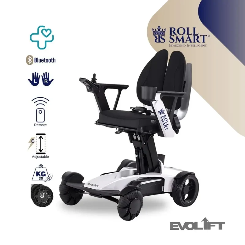 Roll smart evolift stufenlos höhenverstellbarer elektro-falt-rollstuhl