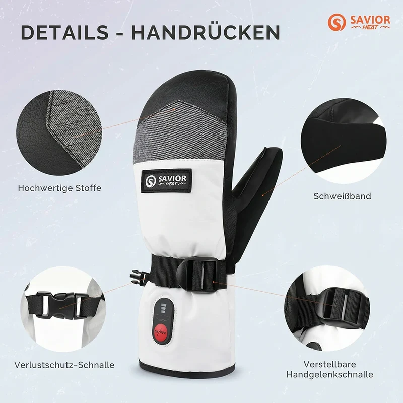 Savior Heat Beheizbare Fäustlinge 3000mAh | Wasserdichte Skifäustlinge mit 3M Thinsulate