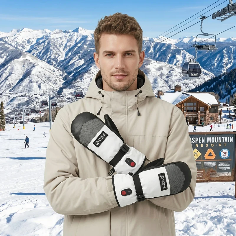 Savior Heat Beheizbare Fäustlinge 3000mAh | Wasserdichte Skifäustlinge mit 3M Thinsulate