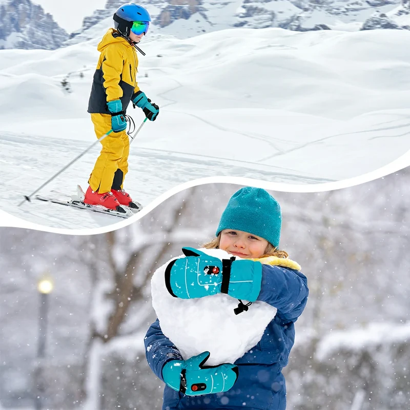 Savior Beheizbare Fäustlinge für Kinder & Jugendliche – Wasserdichte Skihandschuhe mit Akku, 3 Heizstufen für Ski & Winter